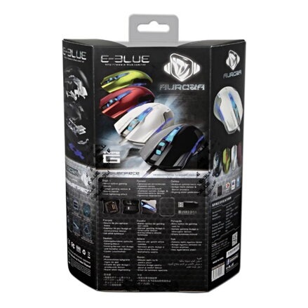 E-Blue Myš Auroza G, 3000DPI, optická, 6tl., 1 kolečko, drátová USB, černá, herní