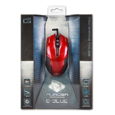 E-Blue Myš Auroza G, 3000DPI, optická, 6tl., 1 kolečko, drátová USB, červená, herní