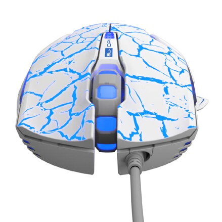 E-Blue Myš Mazer Pro, 2500DPI, optická, 6tl., 1 kolečko, drátová USB, bílo-modrá, herní
