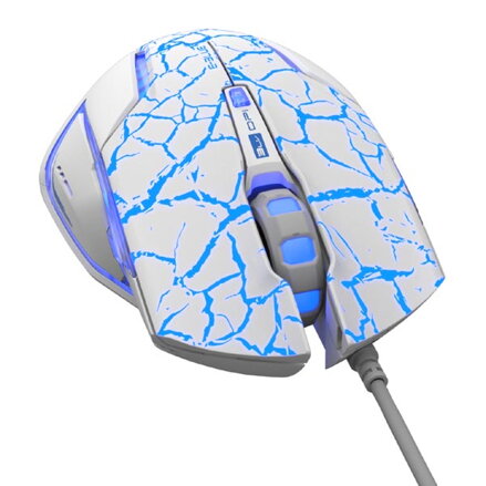 E-Blue Myš Mazer Pro, 2500DPI, optická, 6tl., 1 kolečko, drátová USB, bílo-modrá, herní