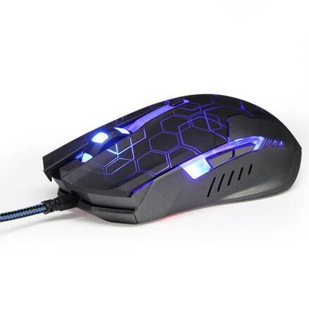 E-Blue Myš Auroza EMS636 Hexagon, 2500DPI, optická, 6tl., 1 kolečko, drátová USB, černá, herní