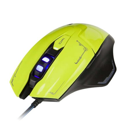 E-Blue Myš Mazer, 2500DPI, optická, 6tl., 1 kolečko, drátová USB, zelená, herní