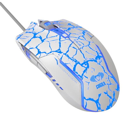 E-Blue Myš Cobra, 2500DPI, optická, 6tl., 1 kolečko, drátová USB, bílo-modrá, herní, e-box