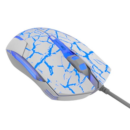 E-Blue Myš Cobra, 2500DPI, optická, 6tl., 1 kolečko, drátová USB, bílo-modrá, herní, e-box