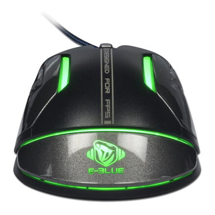 E-Blue Myš Auroza Gaming FPS, 8200DPI, laserová, 6tl., 1 kolečko, drátová USB, černá, herní, RGB podsvícení
