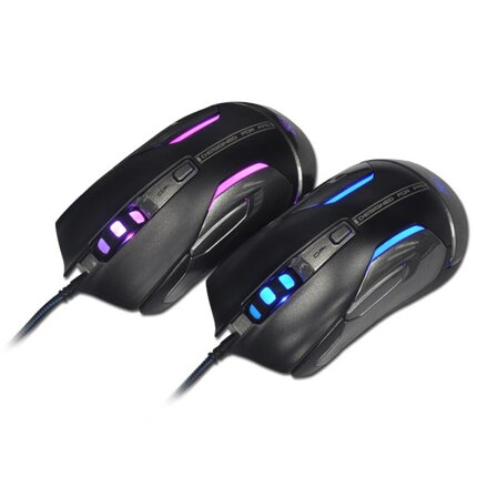 E-Blue Myš Auroza Gaming FPS, 8200DPI, laserová, 6tl., 1 kolečko, drátová USB, černá, herní, RGB podsvícení