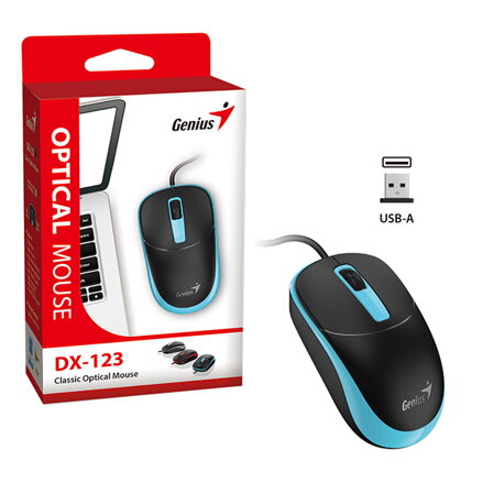 Myš drátová, Genius DX-123, černo-modrá, optická, 1200DPI