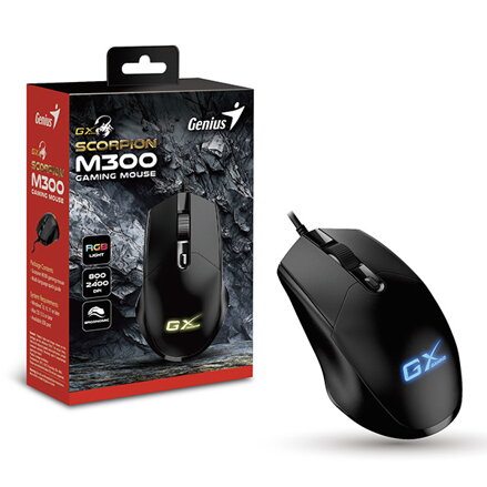 Myš drátová, Genius GX Gaming Scorpion M300, černá, optická, 2400DPI