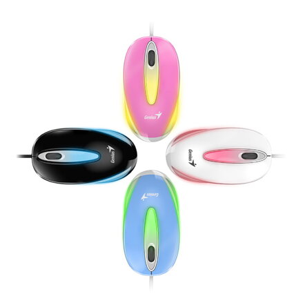 Genius Myš DX-Mini, 1000DPI, optická, 3tl., drátová USB, černá, klasická, RGB podsvícení