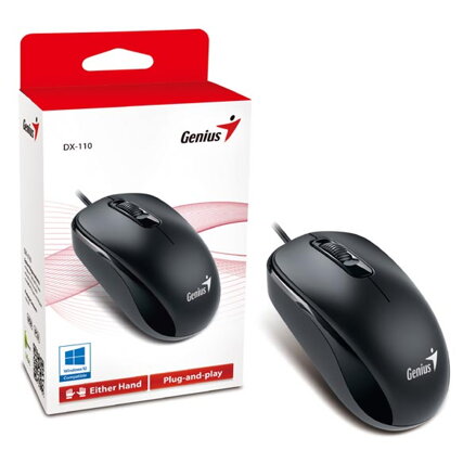 Genius Myš DX-110, 1000DPI, optická, 3tl., 1 kolečko, drátová USB, černá