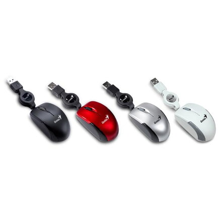 Genius Myš Micro Traveler V2, 1200DPI, optická, 3tl., 1 kolečko, drátová USB, červená, Micro