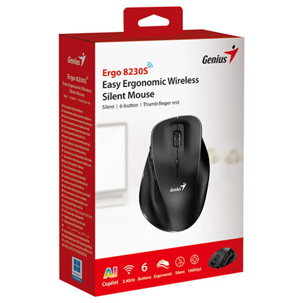 Genius Ergo 8230S Myš bezdrátová, černá, 1600DPI