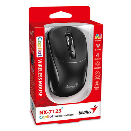 Myš bezdrátová, Genius NX-7123, černá, optická, 1200DPI