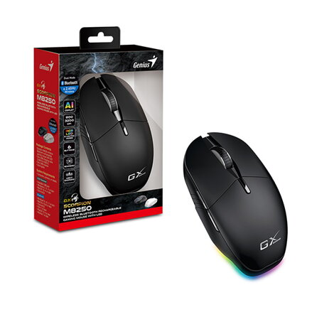 Myš bezdrátová, Genius GX GAMING Scorpion M8250 AI, černá, optická, 3200DPI