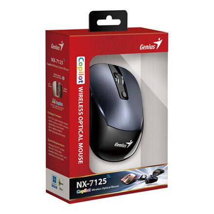 Myš bezdrátová, Genius NX-7125, kovově šedá, optická, 1200DPI