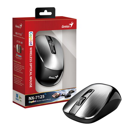 Myš bezdrátová, Genius NX-7125, stříbrná, optická, 1200DPI