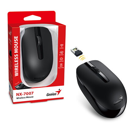 Myš bezdrátová USB, Genius NX-7007, černá, optická, 1200DPI