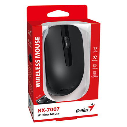 Myš bezdrátová USB, Genius NX-7007, černá, optická, 1200DPI