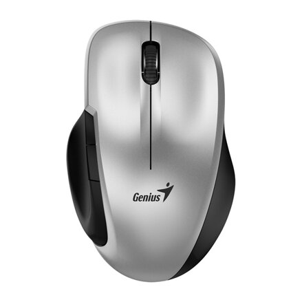 Genius Myš Ergo 8200S, 1200DPI, 2.4 [GHz], optická, 5tl., bezdrátová, stříbrná, 1 ks AA, BlueEye senzor, USB-C adaptér