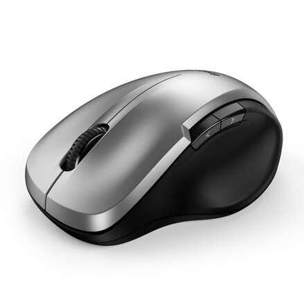Genius Myš Ergo 8200S, 1200DPI, 2.4 [GHz], optická, 5tl., bezdrátová, stříbrná, 1 ks AA, BlueEye senzor, USB-C adaptér