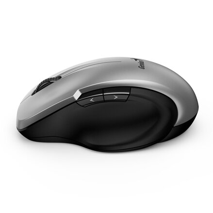 Genius Myš Ergo 8200S, 1200DPI, 2.4 [GHz], optická, 5tl., bezdrátová, stříbrná, 1 ks AA, BlueEye senzor, USB-C adaptér