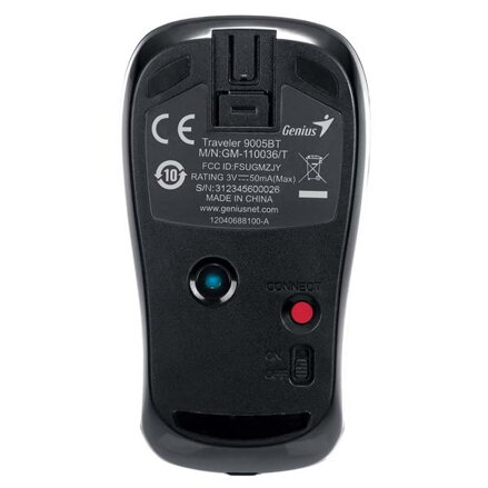 Genius Myš Traveler 9005BT, 1 ks AA, bluetooth, optická, 4tl., 1 kolečko, bezdrátová, černo-modrá, 1200dpi