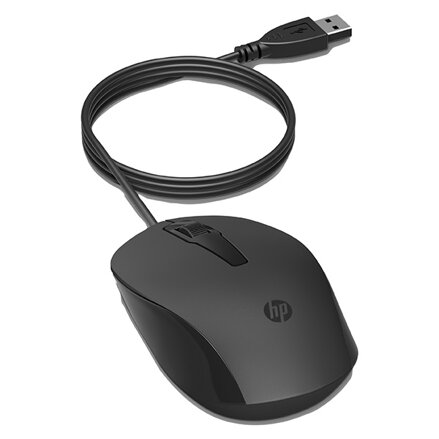 HP myš 150 1600DPI, optická, 3tl., 1 kolečko, drátová USB-A, černá, 1 ks Windows 7,8,10, Mac 10.1 a vyšší