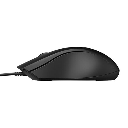HP myš 100 1600DPI, optická, 3tl., 1 kolečko, drátová USB-A, černá, 1 ks Windows 7,8,10, Mac 10.1 a vyšší