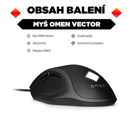 Myš drátová, HP OMEN Vector Gaming, černá, optický, 16000DPI
