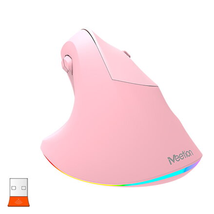 Meetion BTM010R Myš bezdrátová, růžová, 2400DPI