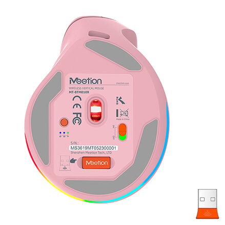Meetion BTM010R Myš bezdrátová, růžová, 2400DPI