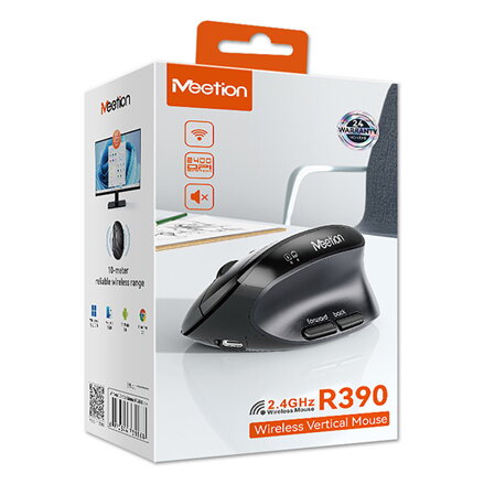 Meetion R390 Myš bezdrátová, černá, 2400DPI