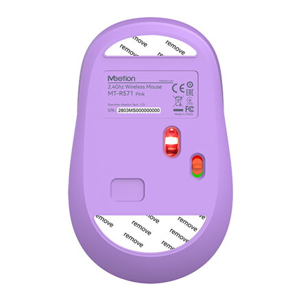 Meetion R571 Myš bezdrátová, bílo-fialová, 1600DPI