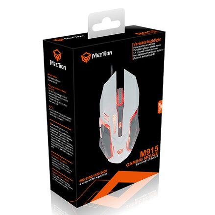 Meetion M915 Myš drátová, bílá, 2400DPI