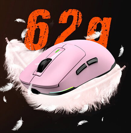 Meetion GW24 Myš růžová, 8000DPI, Tri-Mode