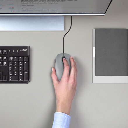 Logitech M110 Silent Myš drátová, šedá, 1000DPI