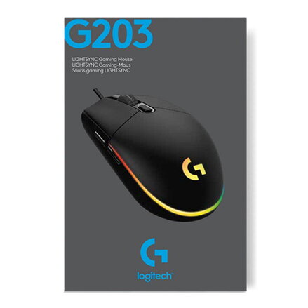 Logitech G203 Lightsync Myš drátová, černá, 8000DPI