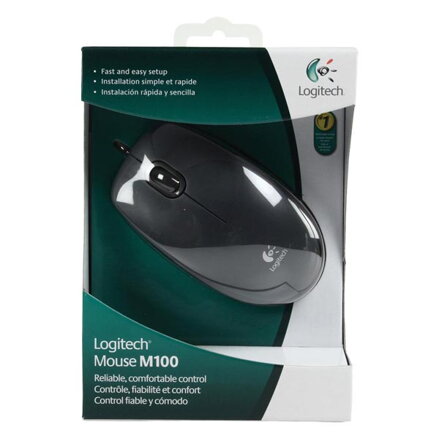 Logitech M100 Myš drátová, černá, 1000DPI