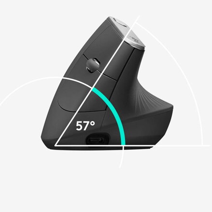 Myš Logitech MX Vertical, šedá, optická, 4000DPI, Tri-Mode