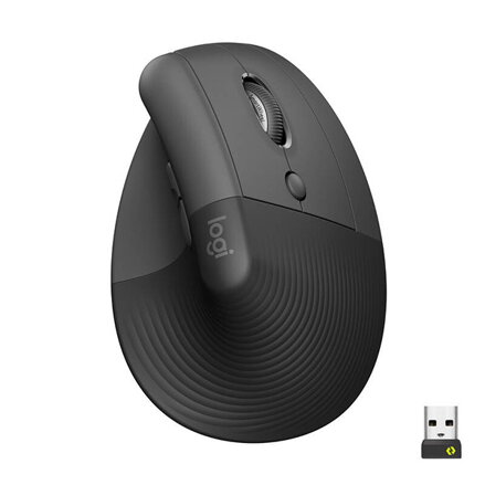 Logitech Myš LIFT GRAPHITE, 4000DPI, bluetooth, optická, 6tl., bezdrátová, šedá, 1 ks AA, ergonomická, vertikální