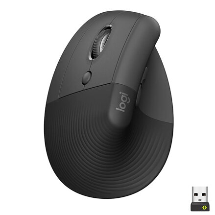 Myš bezdrátová, Logitech LIFT LEFT GRAPHITE, šedá, optická, 4000DPI