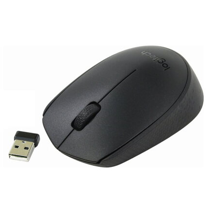 Logitech Myš B170, 1000DPI, 2.4 [GHz], optická, 3tl., 1 kolečko, bezdrátová, černá, 1 ks AA, miniaturní USB přijímač, kancelářská
