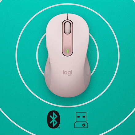 Myš bezdrátová, Logitech M650, růžová, optická, 2000DPI