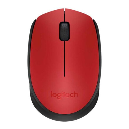 Logitech Myš M171, 1000DPI, 2.4 [GHz], optická, 3tl., 1 kolečko, bezdrátová, červená, 2 ks AA, k notebooku, univerzální