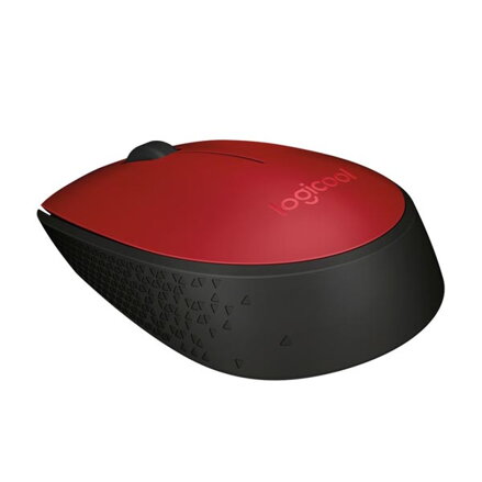 Logitech Myš M171, 1000DPI, 2.4 [GHz], optická, 3tl., 1 kolečko, bezdrátová, červená, 2 ks AA, k notebooku, univerzální