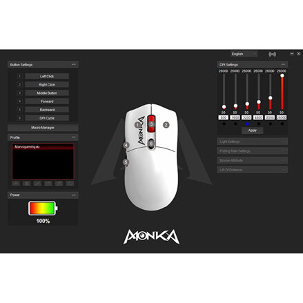 Myš bezdrátová, Marvo MONKA G995W, bílá, optika, 26000DPI