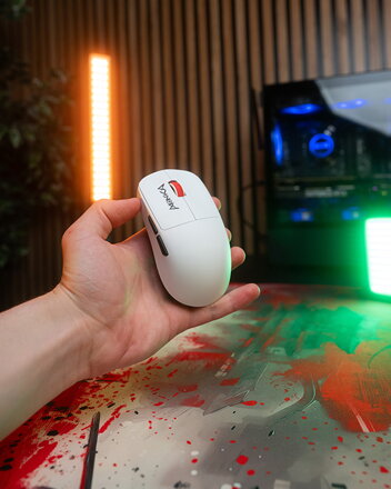 Myš Marvo MONKA PRIME, bílá, optika, 26000DPI, Tri-Mode