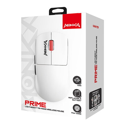 Myš Marvo MONKA PRIME, bílá, optika, 26000DPI, Tri-Mode