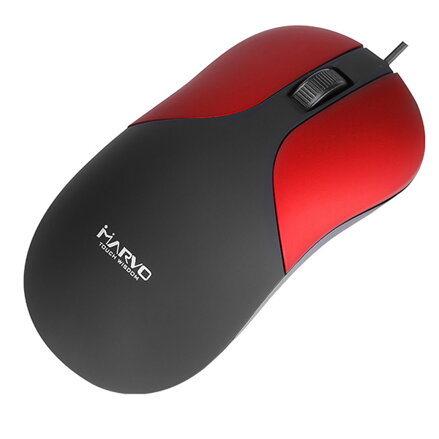 Marvo Myš DMS002RD, 1200DPI, optika, 3tl., 1 kolečko, černo- červená, kancelářská