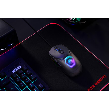 Marvo Myš FIT LITE G1, 12000DPI, optika, 7tl., drátová USB, šedá, herní, RGB podsvícení